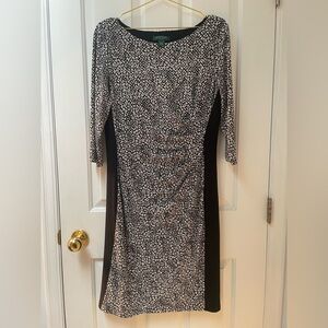 L Lauren Ralph Lauren Black and White 3/4 Sleeve Dress